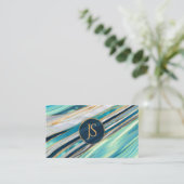 Ocean Golden Flow abstract monogram Visitekaartje (Staand voorkant)
