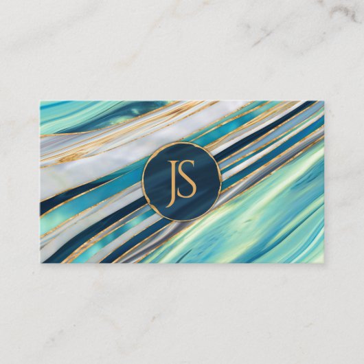 Ocean Golden Flow abstract monogram Visitekaartje (Voorkant)