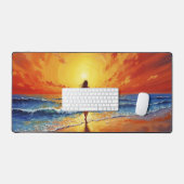 Ocean Golden Hour Glow oranje zonsondergangkunst Bureaumat (Keyboard & Muis)