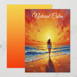 Ocean Golden Hour Glow oranje zonsondergangkunst Kaart