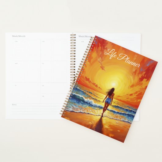Ocean Golden Hour Glow oranje zonsondergangkunst Planner (Display)