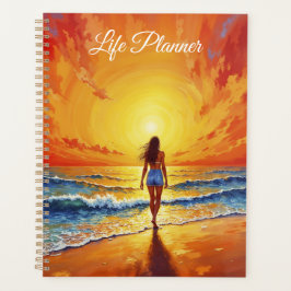 Ocean Golden Hour Glow oranje zonsondergangkunst Planner