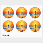 Ocean Golden Hour Glow oranje zonsondergangkunst Ronde Sticker (Vel)