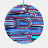 Ocean golven aqua blauw patroon keramisch ornament (Achterkant)