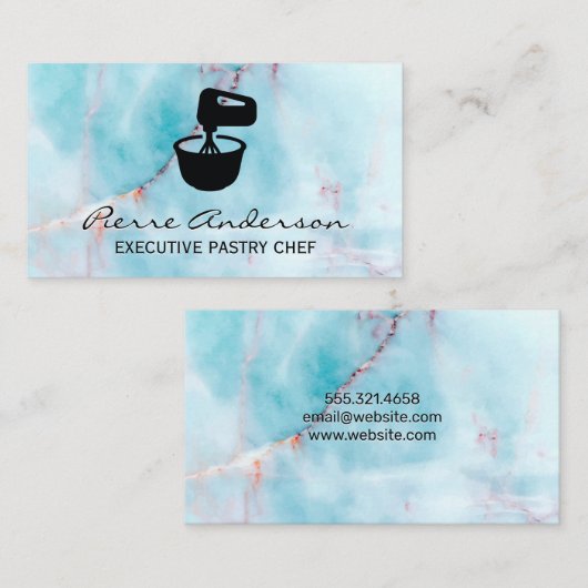 Ocean Granite Marmer Mixing Bowl Achtergrond Klantenkaartje (Voorkant / Achterkant)