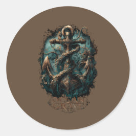 Ocean Grave Kraken Anchor Dark Fantasy Ronde Sticker