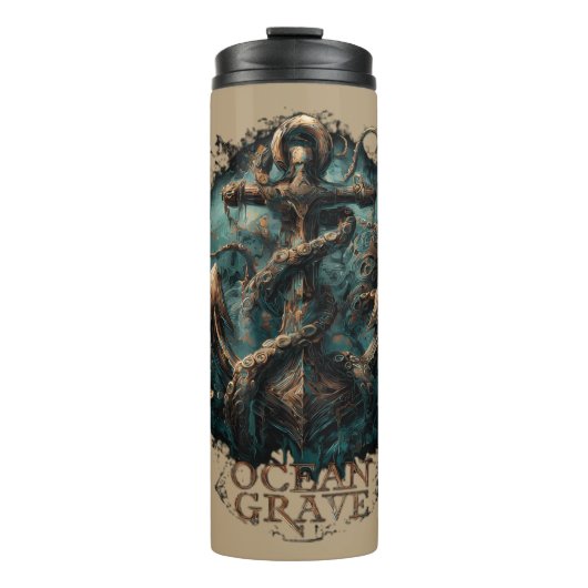 Ocean Grave Kraken Anchor Dark Fantasy Thermosbeker (Voorkant)