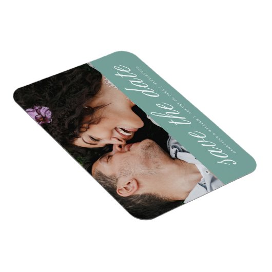  Ocean Green Bewaar de datum bruiloft foto Magneet (Rechterzijde)