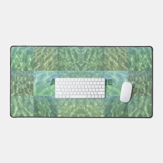 Ocean Green Blue Aquamarijn Boho Chic Patchwork Bureaumat (Keyboard & Muis)
