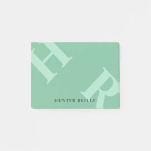 Ocean Green & Mint Tilted Initialen & Naam Post-it® Notes