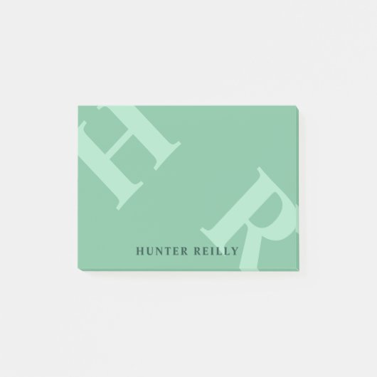 Ocean Green & Mint Tilted Initialen & Naam Post-it® Notes (Voorkant)