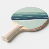 Ocean Green Nostalgic Gestreept met Naam Tafeltennisbatje (Voorkant Gekanteld)