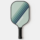 Ocean Green Nostalgic Stripes met naam Pickleball Paddle (Voorkant)