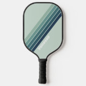 Ocean Green Nostalgic Stripes met naam Pickleball Paddle (Achterkant)