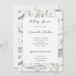 Ocean Grey Whales Baby shower Kaart
