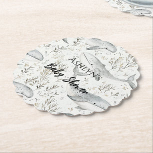 Ocean Grey Whales Baby shower Kartonnen Onderzetters