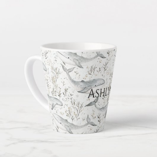 Ocean Grey Whales Baby shower Latte Mok (Linkerhoek)