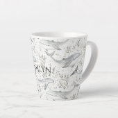 Ocean Grey Whales Baby shower Latte Mok (Rechterhoek)