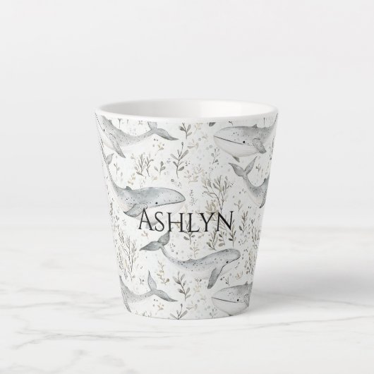 Ocean Grey Whales Baby shower Latte Mok (Voorkant)