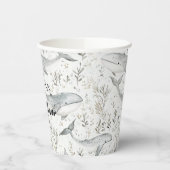 Ocean Grey Whales Baby shower Papieren Bekers (Links)