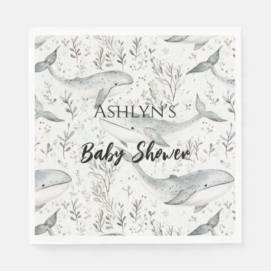 Ocean Grey Whales Baby shower Servet (Voorkant)