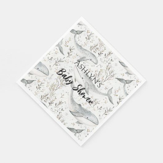 Ocean Grey Whales Baby shower Servet (Hoek)