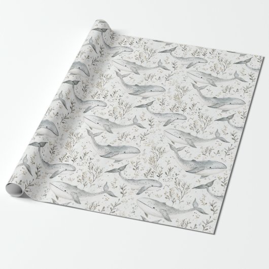 Ocean Grey Whales Cadeaupapier (Uitgerold)