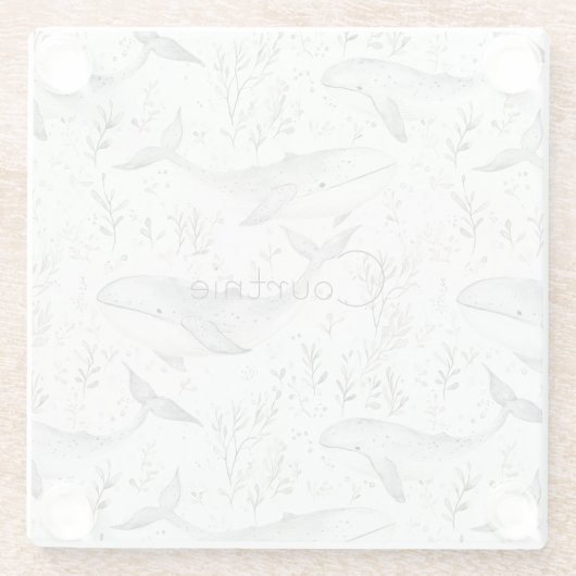 Ocean Grey Whales Glazen Onderzetter (Achterkant)