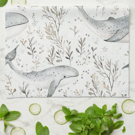 Ocean Grey Whales Theedoek (Gevouwen)