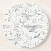 Ocean Grey Whales Zandsteen Onderzetter (Voorkant)