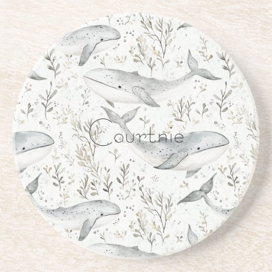 Ocean Grey Whales Zandsteen Onderzetter (Voorkant)