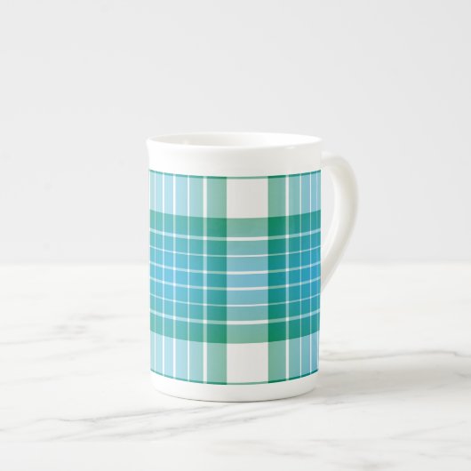 Ocean Grid Plaid Porselein Kop (Voorkant rechts)