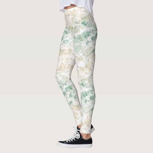 Ocean Groen Crème Abstract Leggings (Links)