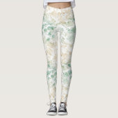Ocean Groen Crème Abstract Leggings (Voorkant)