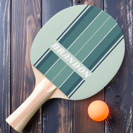 Ocean Groen Nostalgische Bord Strepen met Naam Tafeltennisbatje