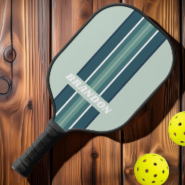 Ocean Groen Nostalgische Rally Strepen met Naam Pickleball Paddle