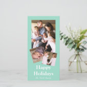 Ocean Groene Kleur Feestdagenkaart (Staand voorkant)