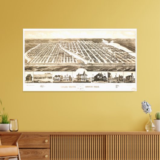 Ocean Grove & Asbury Park, New Jersey (1881) Canvas Afdruk (Insitu (Woonkamer))