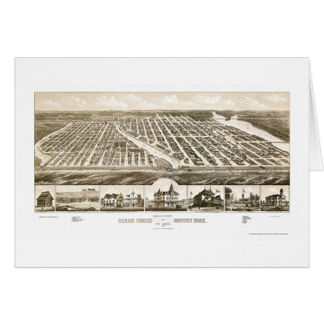 Ocean Grove & Asbury Park, NJ Panoramic Map - 1881 (Voorkant Horizontaal)
