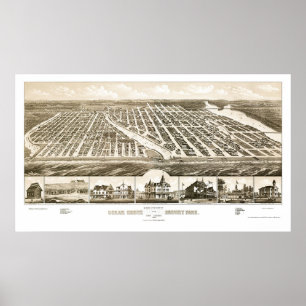 Ocean Grove & Asbury Park, NJ Panoramic Map - 1881 Poster