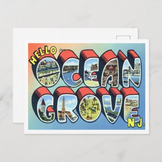 Ocean Grove, New Jersey Big Letters Briefkaart (Voorkant / Achterkant)