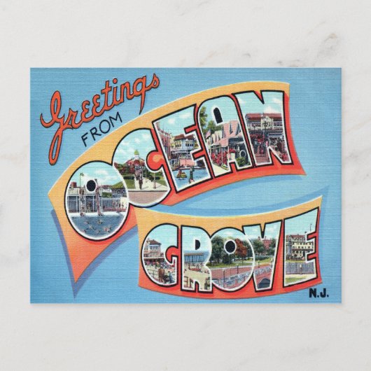 Ocean Grove New Jersey Grote letter Briefkaart (Voorkant)
