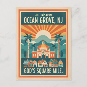 Ocean Grove, New Jersey Retro Groeten Briefkaart