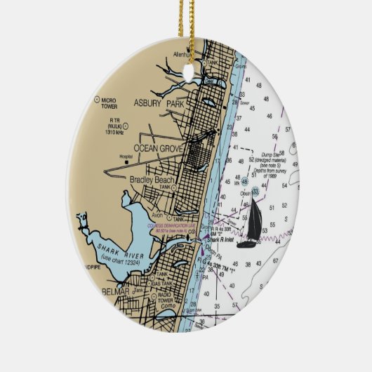 Ocean Grove NJ Chart Keramisch Ornament (Rechts)