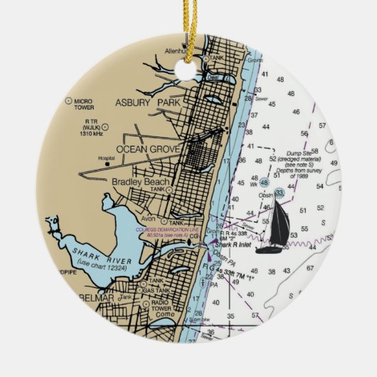 Ocean Grove NJ Chart Keramisch Ornament (Voorkant)