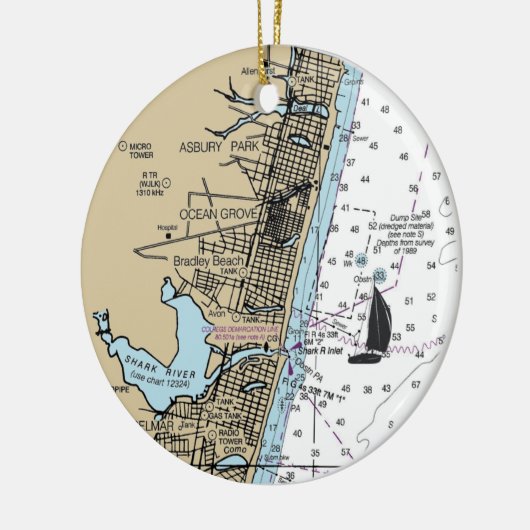 Ocean Grove NJ Chart Keramisch Ornament (Links)