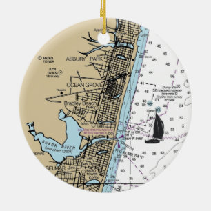 Ocean Grove NJ Chart Keramisch Ornament