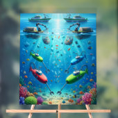 Ocean Guardians: AI Ships and Submarines Protectin Acryl Bord (Neutraal)