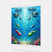 Ocean Guardians: AI Ships and Submarines Protectin Acryl Bord (Hoek)