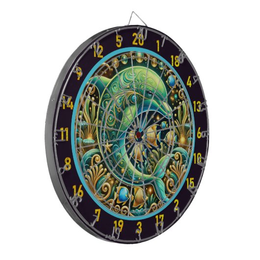 Ocean Harmony Dolphin Dartboard Design Dartbord (Voorkant Links)